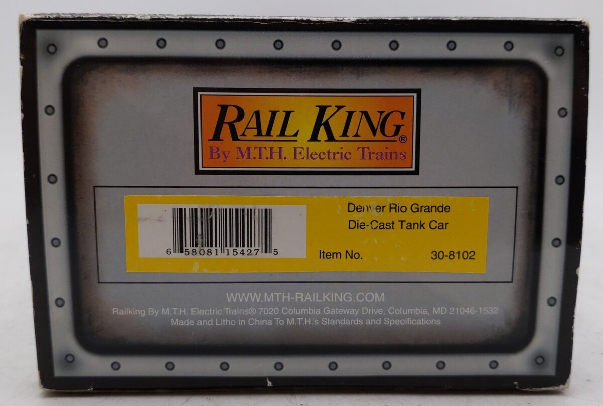 MTH 30-8102 O Gauge Denver & Rio Grande Die-Cast Tank Car #10016 EX/Box