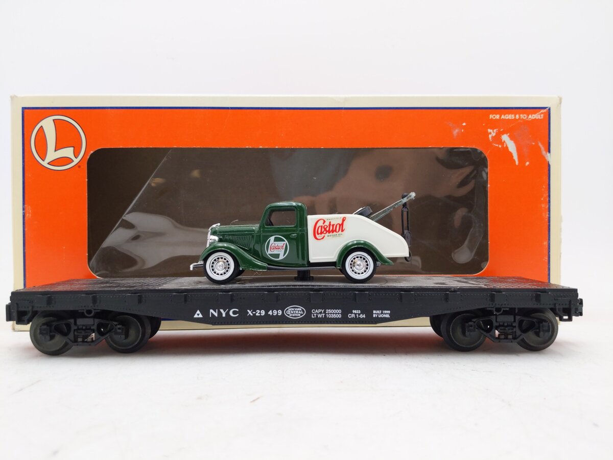 Lionel 6-17538 O Gauge New York Central Flatcar w/Castrol Ford Tow Truck EX/Box