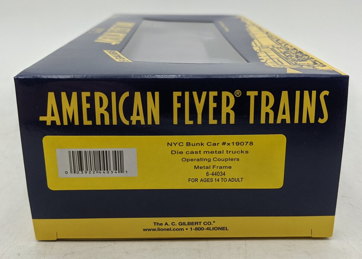 American Flyer 6-44034 S New York Central Bunk Car #X19078