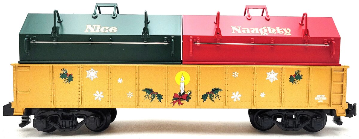 American Flyer 6-48572 S Gauge Naughty or Nice Gondola with Coil Covers LN/Box
