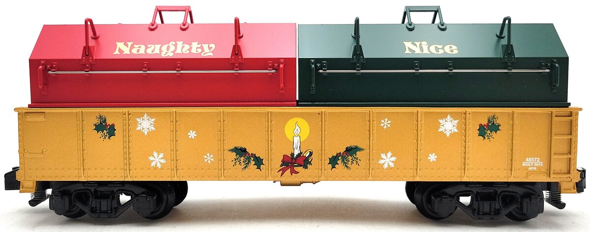 American Flyer 6-48572 S Gauge Naughty or Nice Gondola with Coil Covers LN/Box
