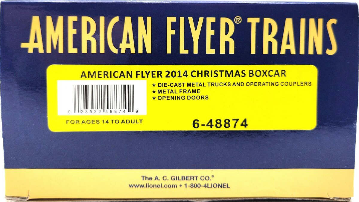 American Flyer 6-48874 S Gauge 2014 Christmas Boxcar EX/Box