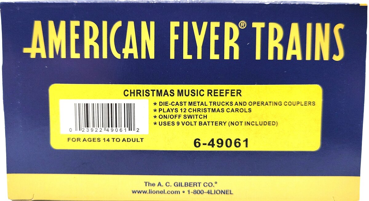 American Flyer 6-49061 S Scale Christmas Music Reefer
