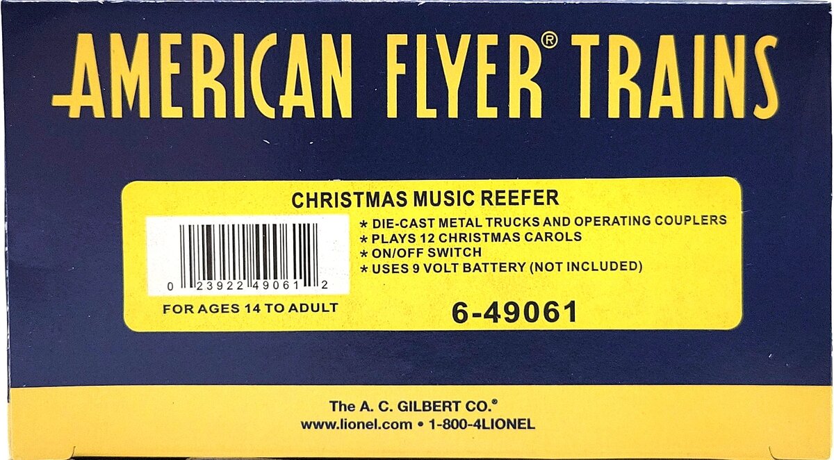 American Flyer 6-49061 S Scale Christmas Music Reefer LN/Box