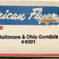 American Flyer 4-9301 S Gauge Baltimore & Ohio Gondola w/Canisters LN/Box