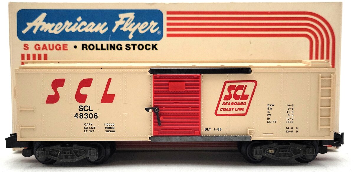 American Flyer 6-48306 S Gauge Seaboard Coastline Boxcar #48306 EX/Box