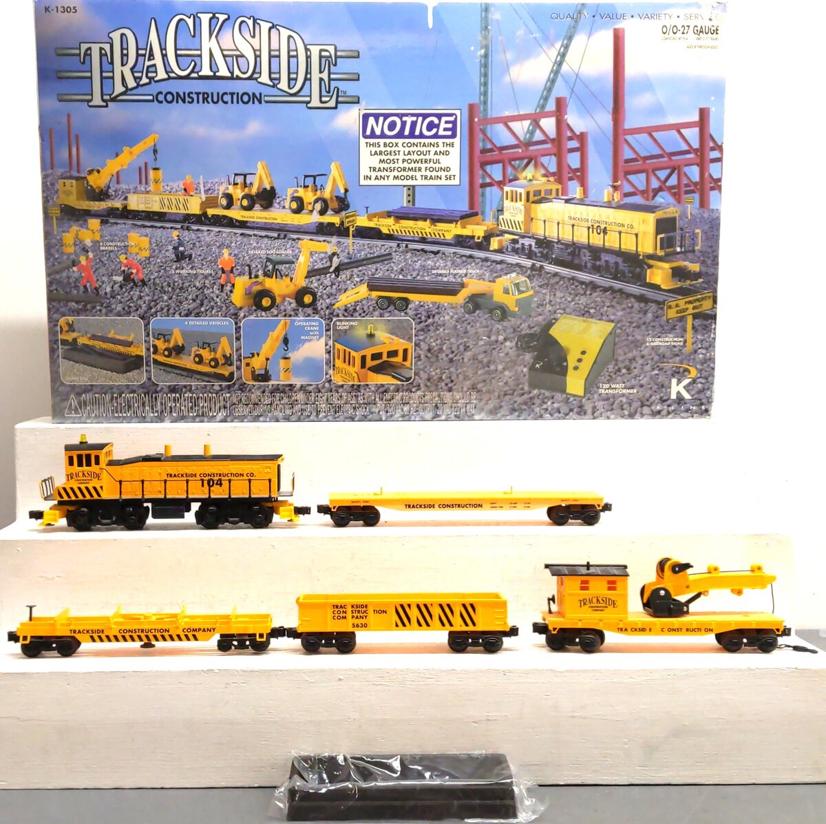 K-Line K-1305 Trackside Construction Co. O Gauge Diesel Freight Train Set EX/Box