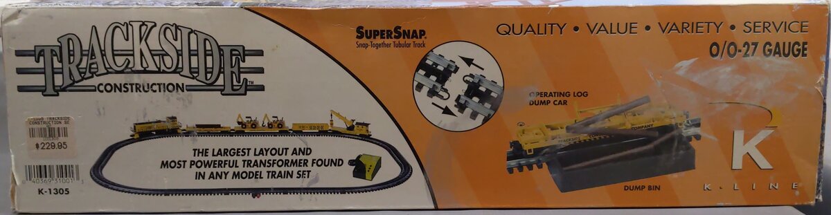K-Line K-1305 Trackside Construction Co. O Gauge Diesel Freight Train Set EX/Box