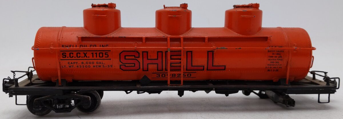 O Scale 2 Rail BRASS Shell Oil Tank Freight Car #1105