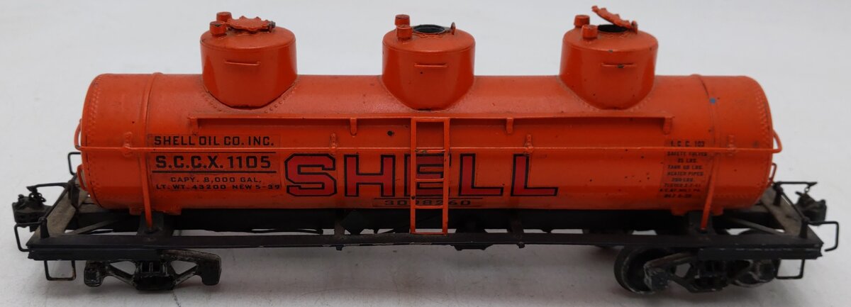 O Scale 2 Rail BRASS Shell Oil Tank Freight Car #1105