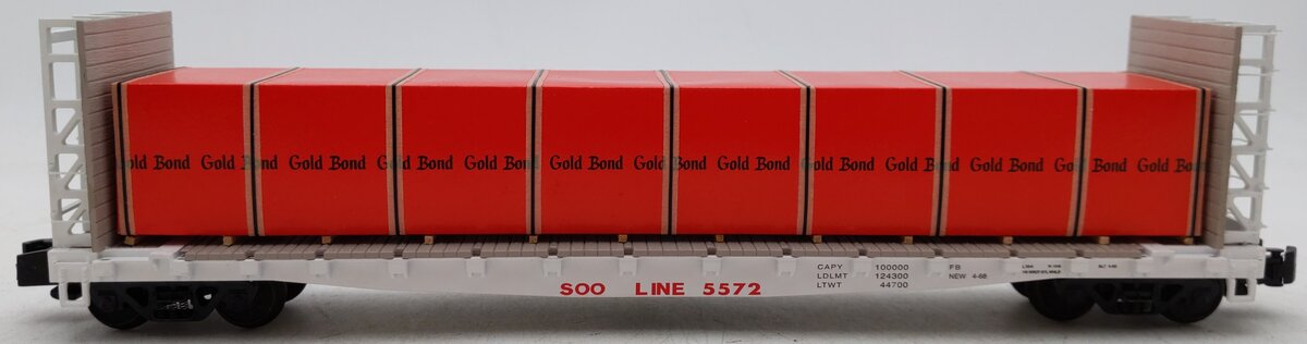 S-Helper 00335 S Gauge SOO Line Bulkhead Flatcar w/ Gold Bond Load #5572 EX/Box