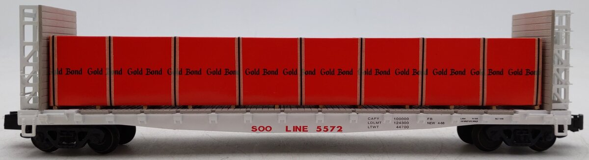 S-Helper 00335 S Gauge SOO Line Bulkhead Flatcar w/ Gold Bond Load #5572 EX/Box