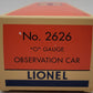 Lionel 6-27903 O Gauge Lionel Lines Sager Place Observation Car #2626 LN/Box