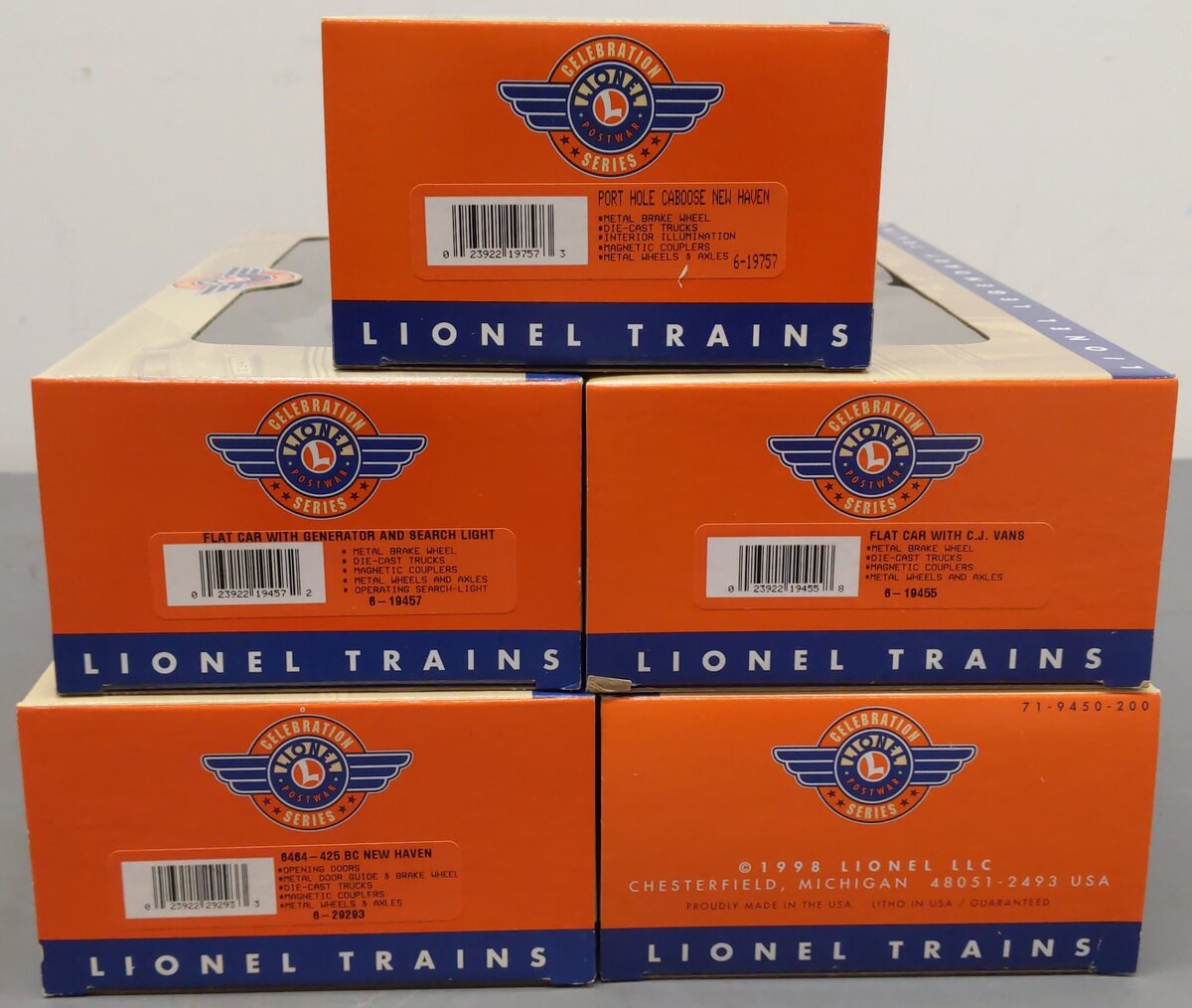 Lionel 6-21763 O Gauge New Haven PWC Freight Car Set EX/Box