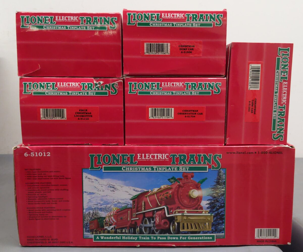 Lionel 6-51012 Tinplate Christmas O Gauge Steam Train Set LN/Box
