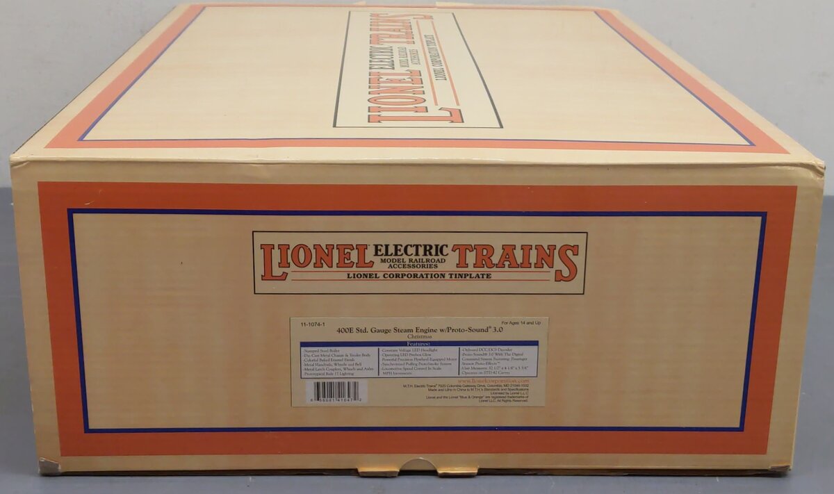 MTH 11-1074-1 Std. Lionel Corporation Tinplate 400E Steam Loco #25- Proto 3.0 LN/Box