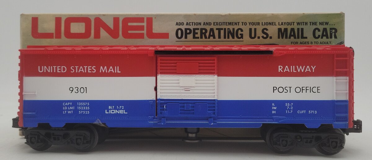 Lionel 6-9301 O Gauge US Mail Operating Boxcar #9301 VG/Box