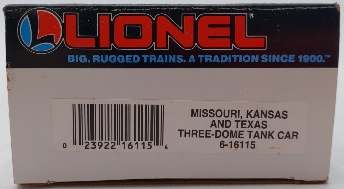 Lionel 6-16115 O Gauge Missouri, Kansas, & Texas Triple Dome Tank Car NIB