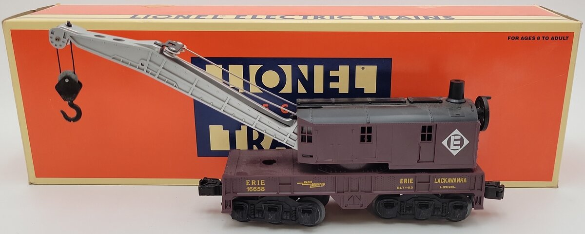 Lionel 6-16658 O Gauge Erie Lackawanna 6- Wheel Crane Car EX/Box