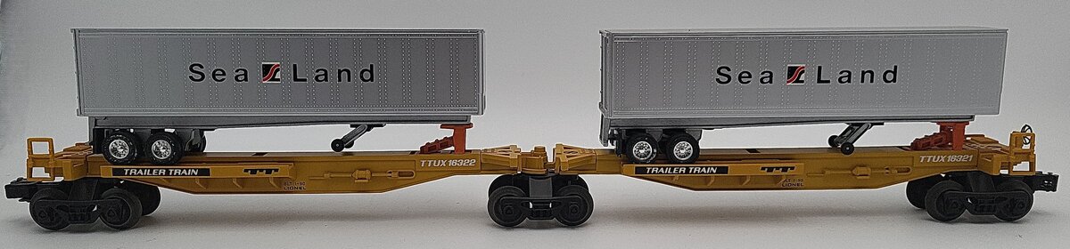 Lionel 6-16322 O Gauge TTUX Flatcar with 2 Sealand Trailers #16321, #16322 EX/Box