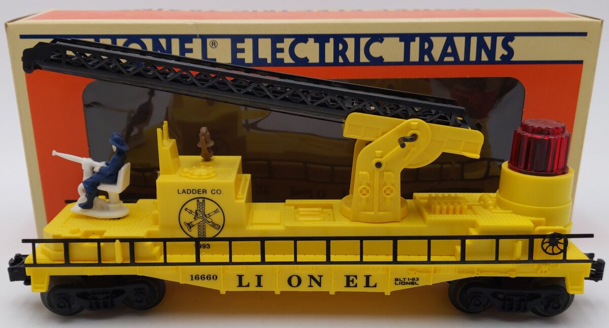 Lionel 6-16660 O Gauge Lionel Operating Fire Car With Ladders (Yellow) EX/Box
