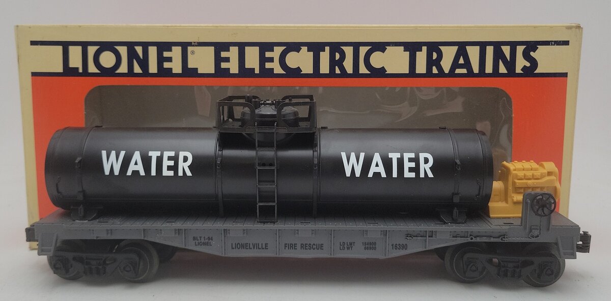 Lionel 6-16390 O Gauge Lionelville Fire Rescue Flatcar w/Water Tank EX/Box