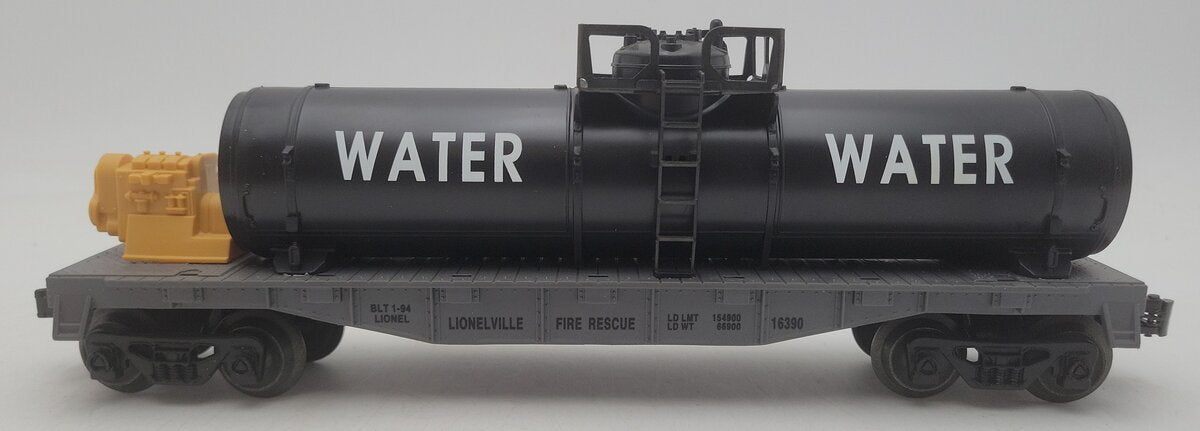 Lionel 6-16390 O Gauge Lionelville Fire Rescue Flatcar w/Water Tank EX/Box