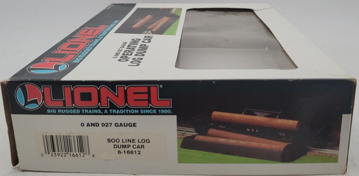 Lionel 6-16612 O Gauge SOO Line Operating Log Dump Car LN/Box
