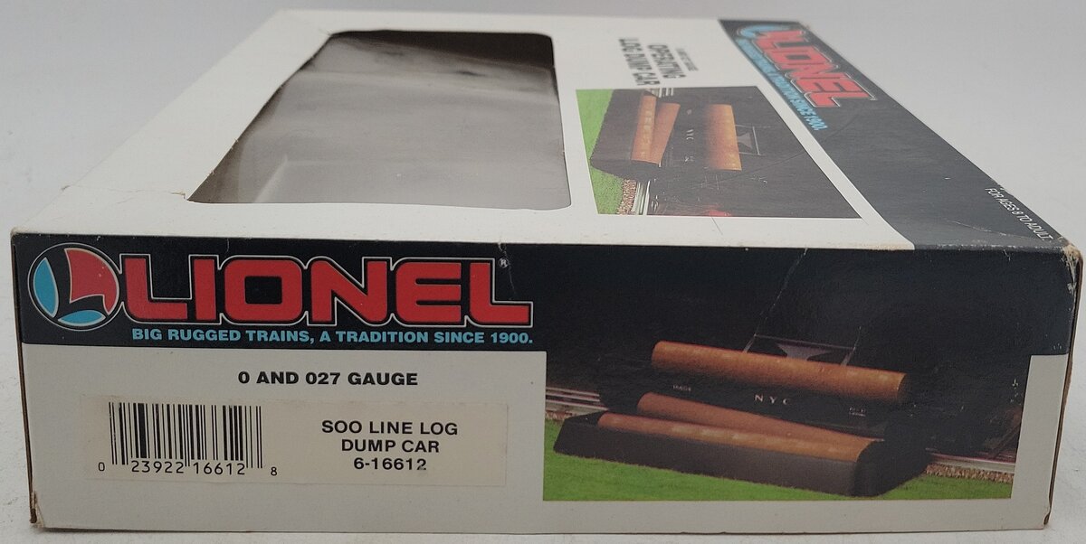 Lionel 6-16612 O Gauge SOO Line Operating Log Dump Car LN/Box