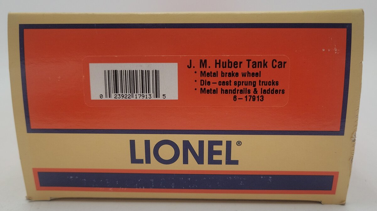 Lionel 6-17913 O Gauge JM Huber Unibody Tank Car #76295 EX/Box