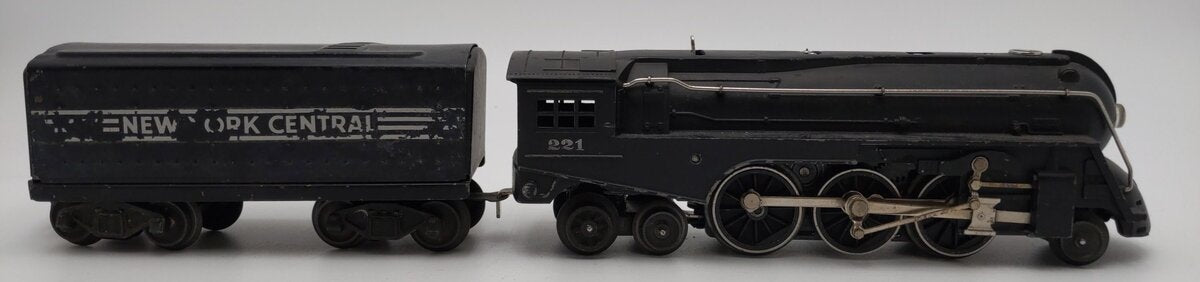 Lionel 221 Vintage O NYC Dreyfuss Black 2-6-4 Steam Locomotive & 221-T Tender VG