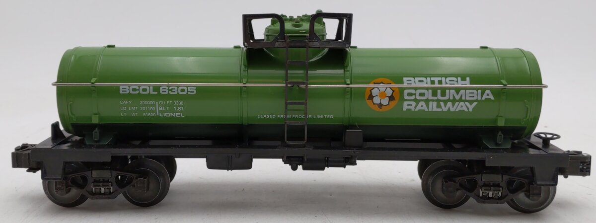 Lionel 6-6305 O Gauge British Columbia Single Dome Tank Car EX/Box