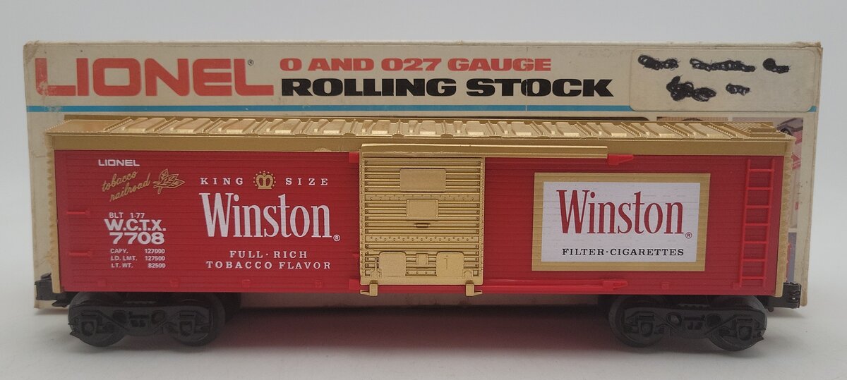 Lionel 6-7708 O Gauge Winston Billboard Reefer Car EX/Box