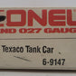 Lionel 6-9147 O Gauge Texaco Single Dome Tank Car VG/Box