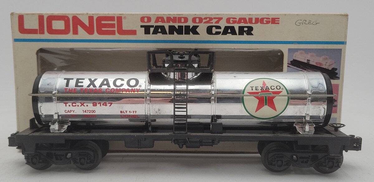 Lionel 6-9147 O Gauge Texaco Single Dome Tank Car VG/Box