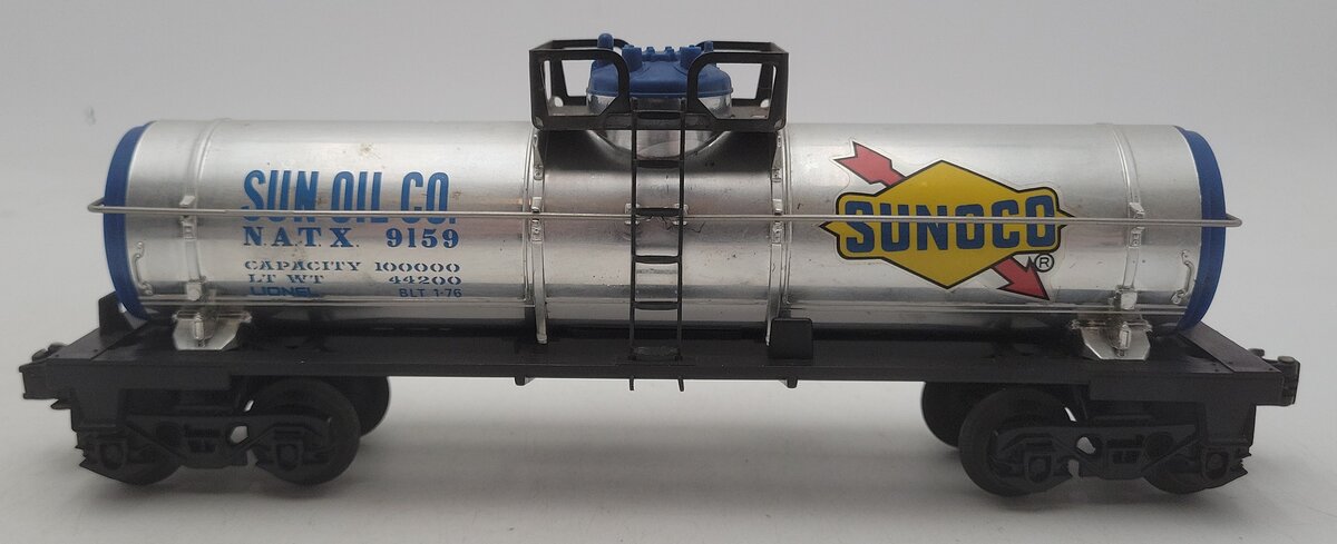 Lionel 6-9159 O Gauge Sunoco Chrome Single Dome Tank Car VG