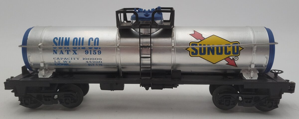Lionel 6-9159 O Gauge Sunoco Chrome Single Dome Tank Car VG
