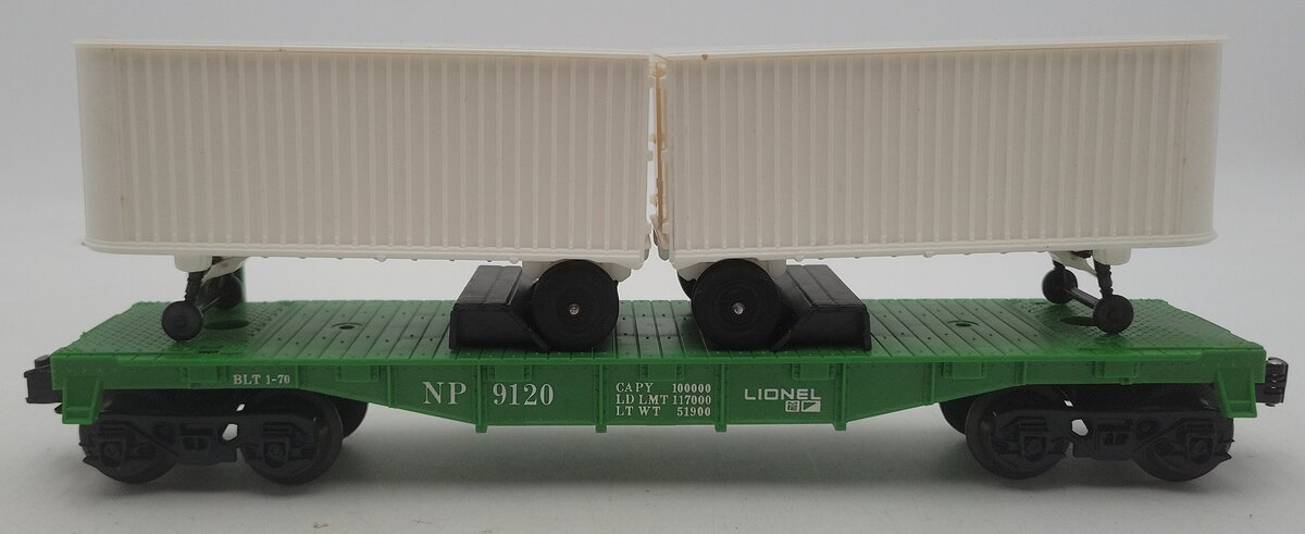 Lionel 6-9120 Northern Pacific Flatcar w/ 2 Vans EX