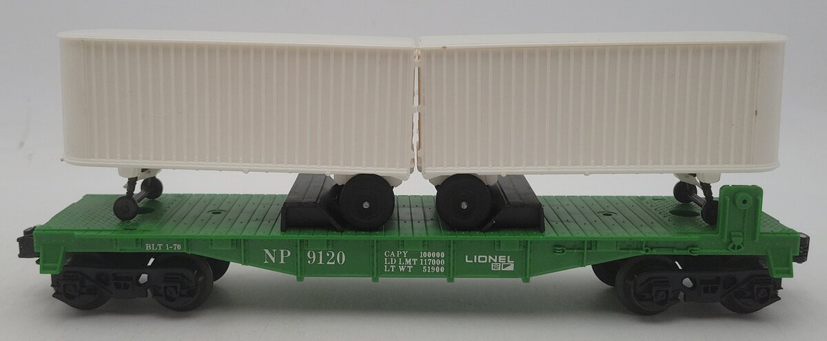Lionel 6-9120 Northern Pacific Flatcar w/ 2 Vans EX