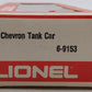 Lionel 6-9153 O Gauge Chevron Single Dome Tank Car EX/Box
