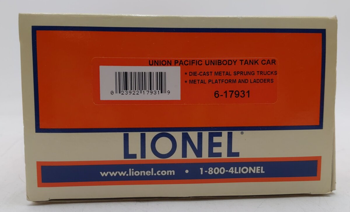 Lionel 6-17931 O Gauge Union Pacific Unibody Single Dome Tank Car #6 LN/Box