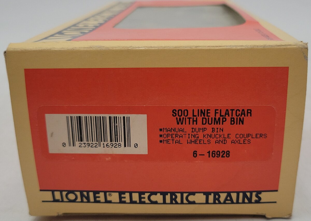 Lionel 6-16928 O Gauge Soo Lines Flatcar w/Dump Bin LN/Box