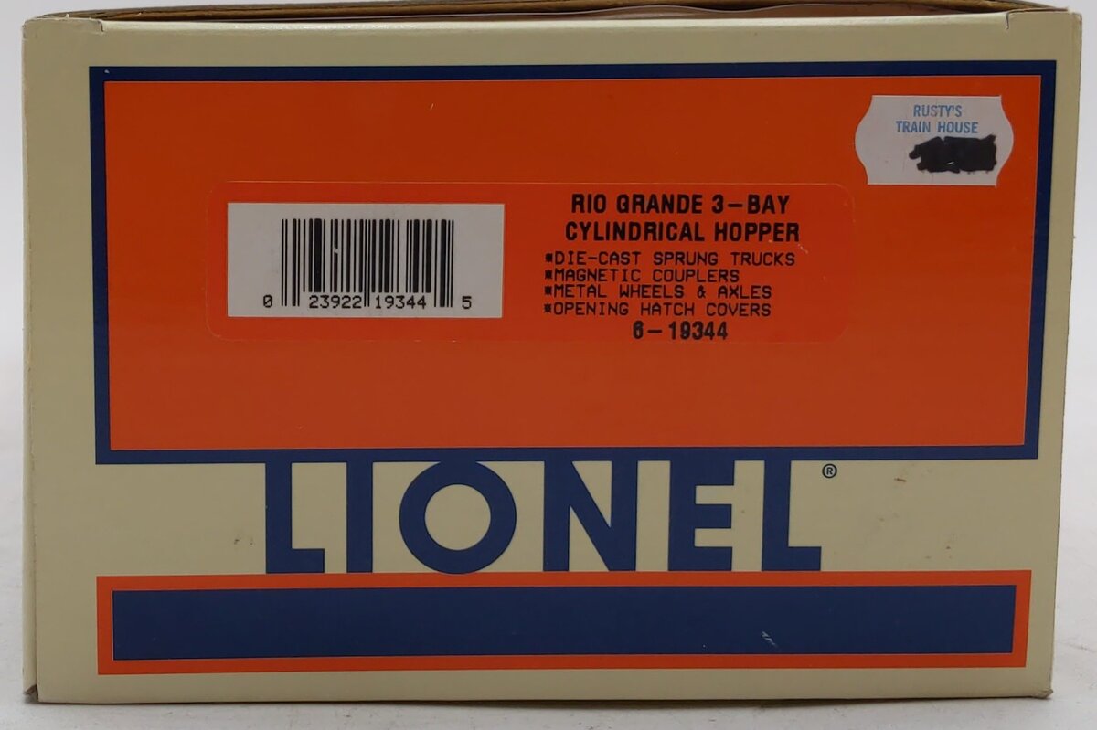 Lionel 6-19344 O Gauge Rio Grande 3-Bay Cylindrical Hopper #15590 LN/Box