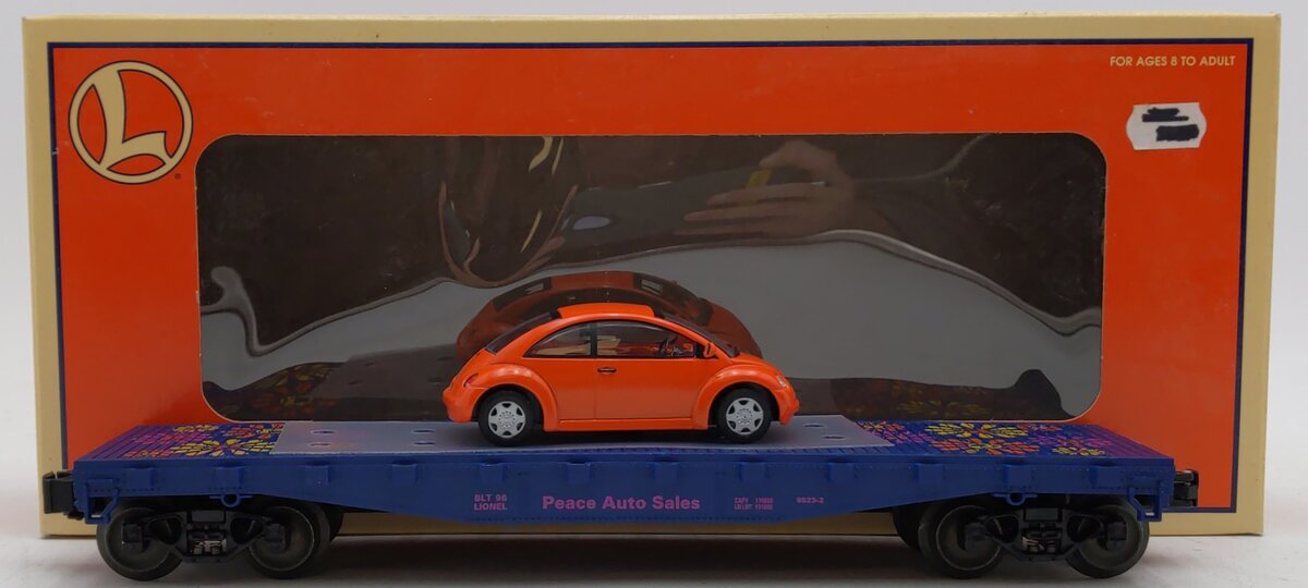Lionel 6-19444 O Gauge Peace Auto Sales Flatcar with Volkswagen Bug LN/Box