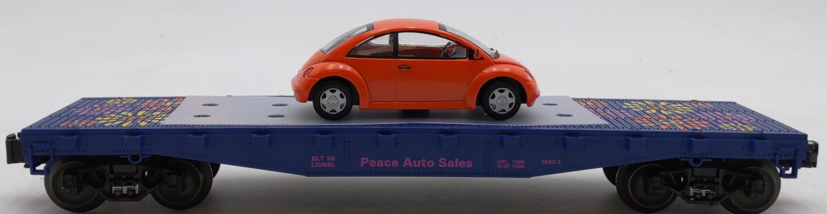 Lionel 6-19444 O Gauge Peace Auto Sales Flatcar with Volkswagen Bug LN/Box