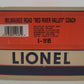 Lionel 6-19185 O Gauge Milwaukee Red River Valley Aluminum Coach #194 EX/Box