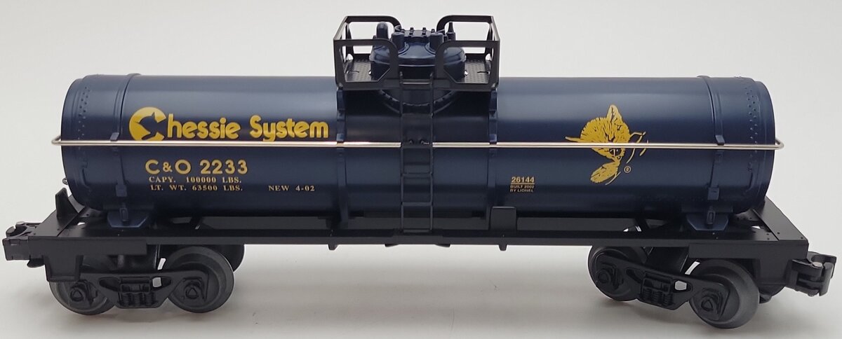 Lionel 6-26144 O Gauge Chessie Starter Tank Car #2233 LN/Box