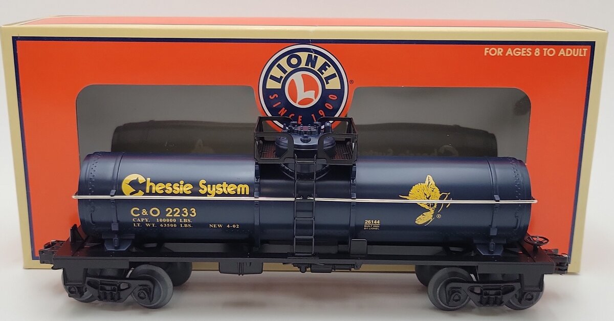 Lionel 6-26144 O Gauge Chessie Starter Tank Car #2233 LN/Box