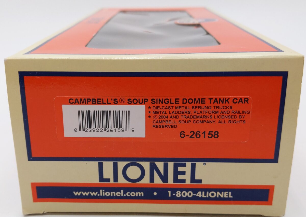 Lionel 6-26158 O Campbell's Soup Tank Car LN/Box