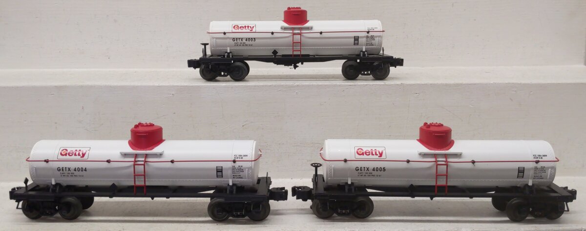 Lionel 6-26973 O Gauge Getty Single Dome Tank Car 3-Pack Set LN/Box